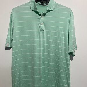Ralph Lauren RLX Men's Green Stripe Short Sleeve Polo Shirt Size Medium